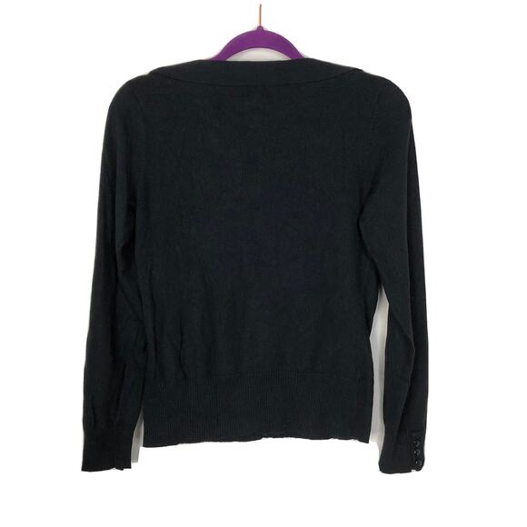 L.L.Bean Black Bow Accent Boat Neckline Angora Rabbit Hair Blend Sweater XS - Picture 4 of 4